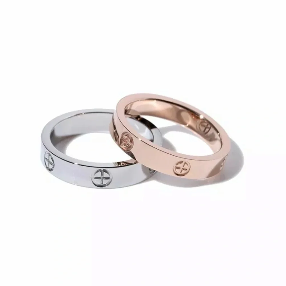 Stainless steel rose gold plated screw‎ ring 9 4mm
